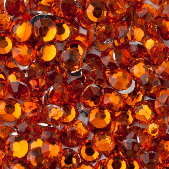 MajorCrafts Sun Orange Flat Back Round 14 Facets Resin Rhinestones C07