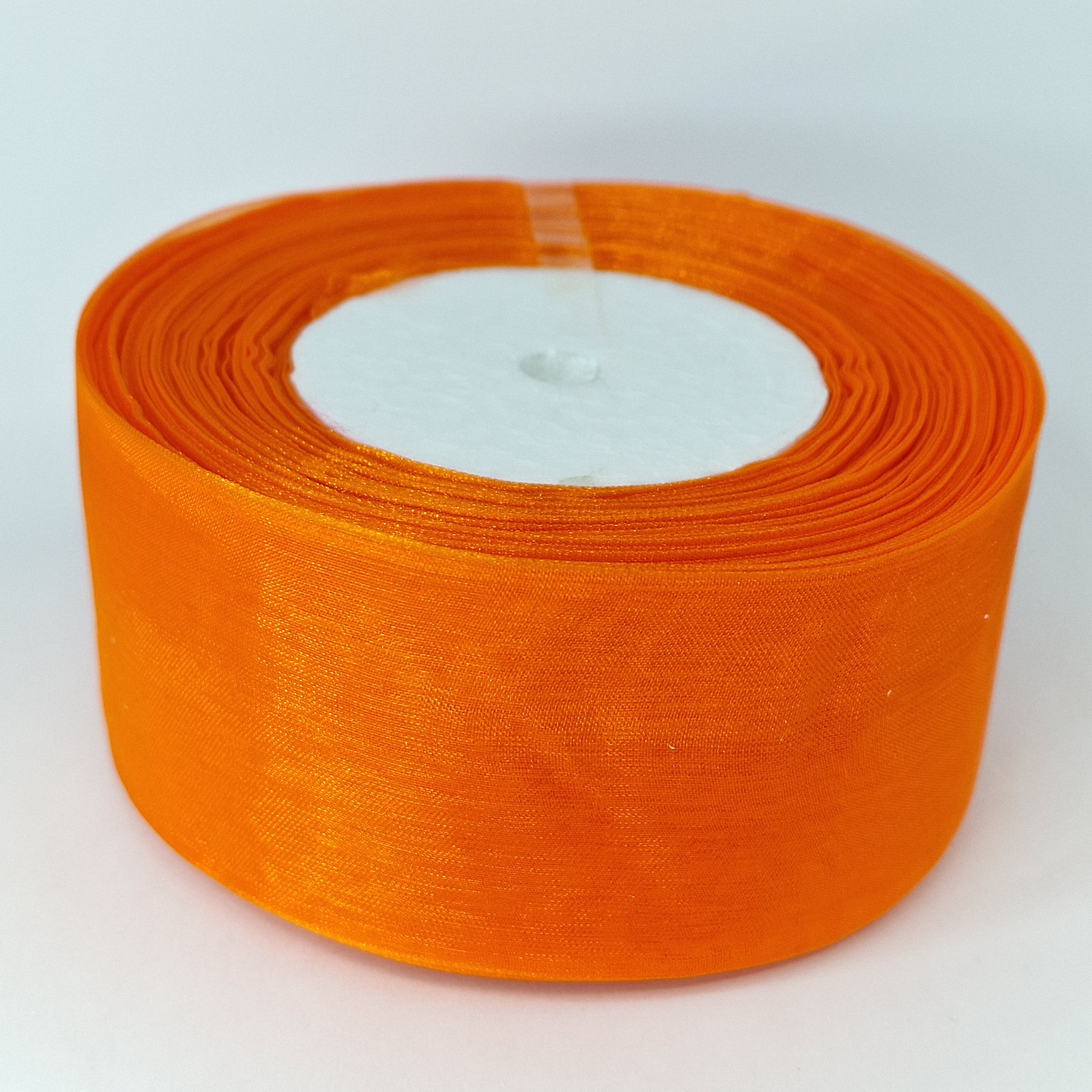 MajorCrafts 40mm 45metres Deep Orange Sheer Organza Fabric Ribbon Roll R1025