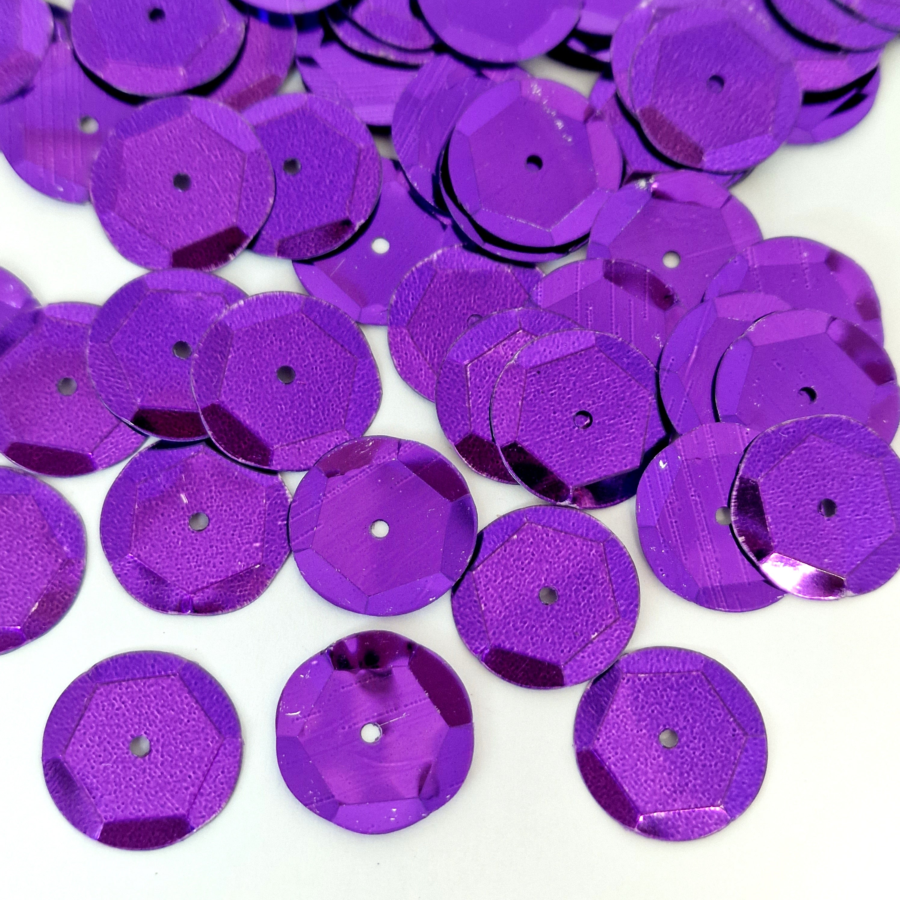 MajorCrafts 40grams 12mm Royal Purple Round Sew-On Cup Sequins Q12