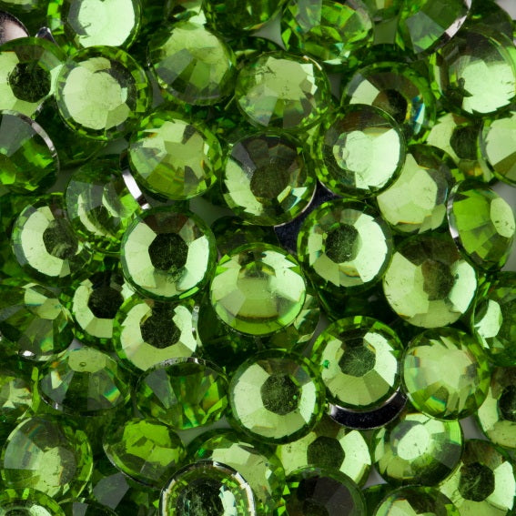 MajorCrafts Peridot Green Flat Back Round 14 Facets Resin Rhinestones C13