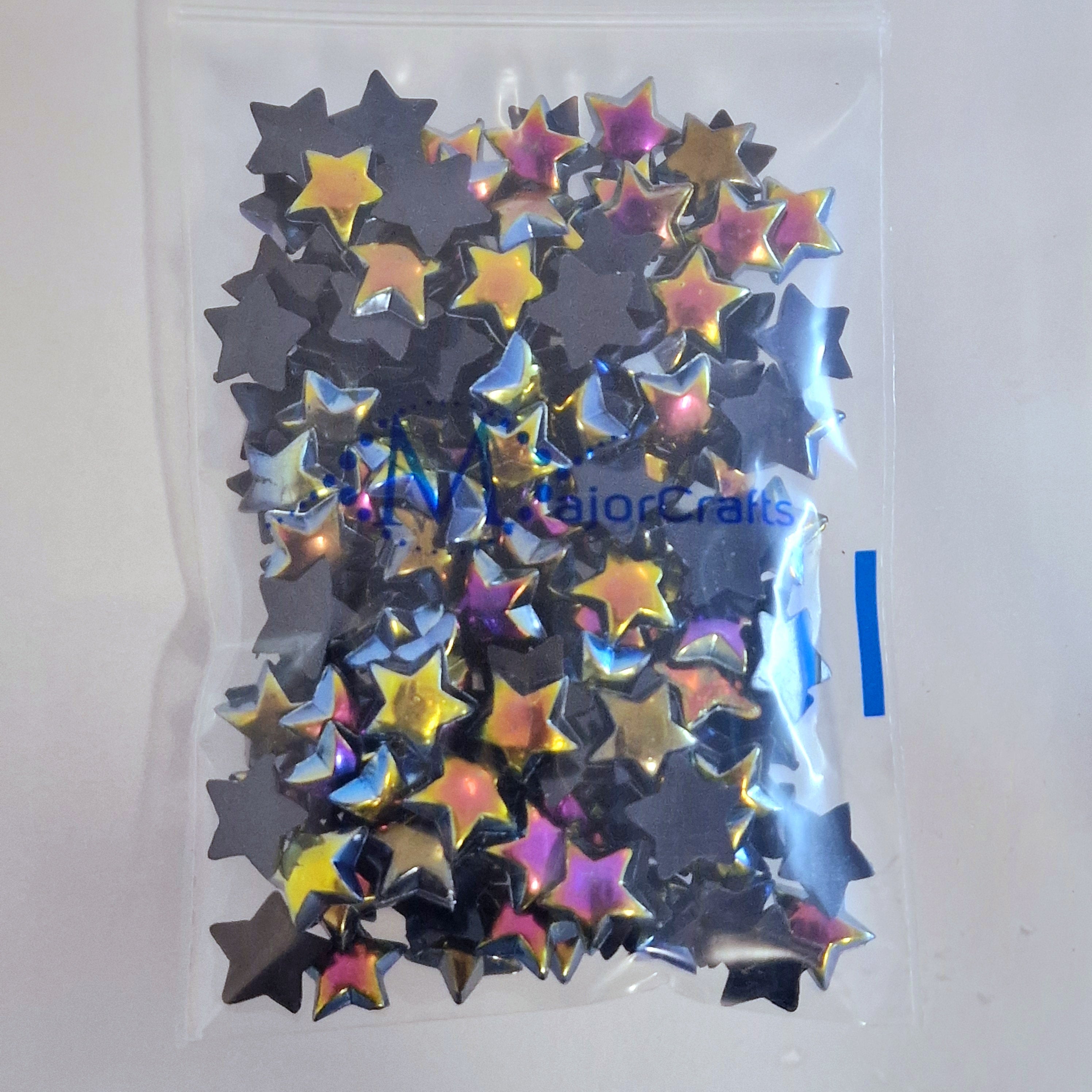 MajorCrafts 160pcs 10mm Black AB Flat Back Star Resin Pearls