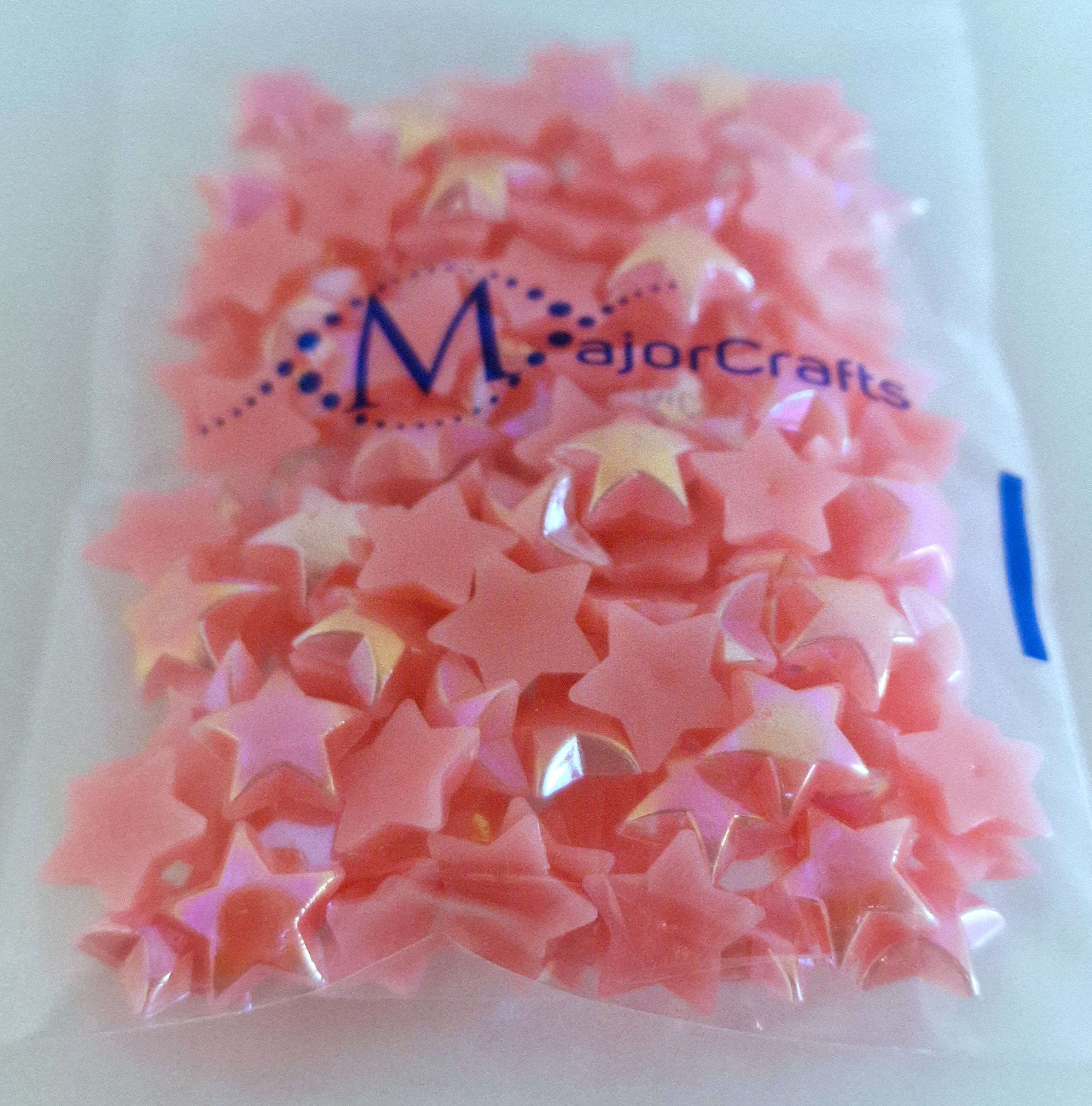 MajorCrafts 160pcs 10mm Light Pink AB Flat Back Star Resin Pearls