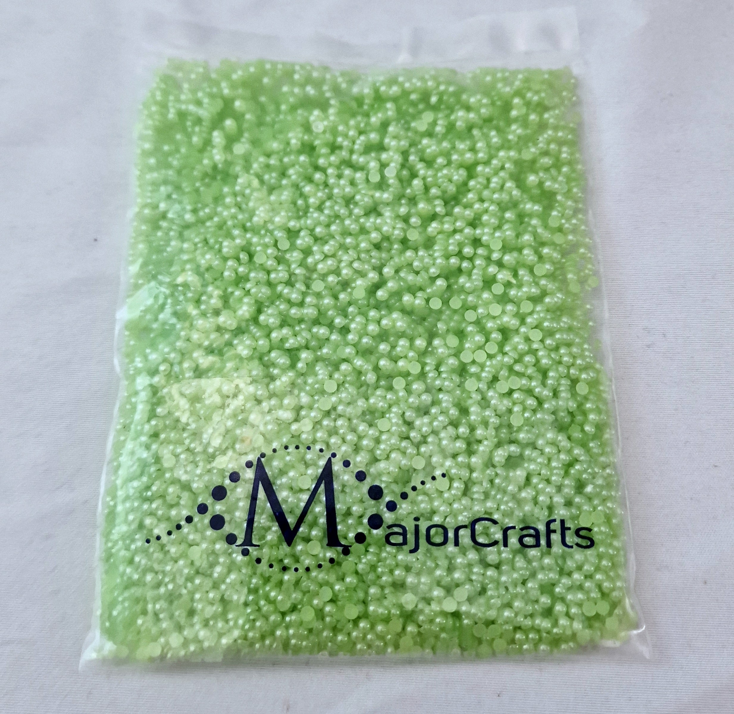 MajorCrafts Light Green Flat Back Half Round Resin Embellishment Pearls C30