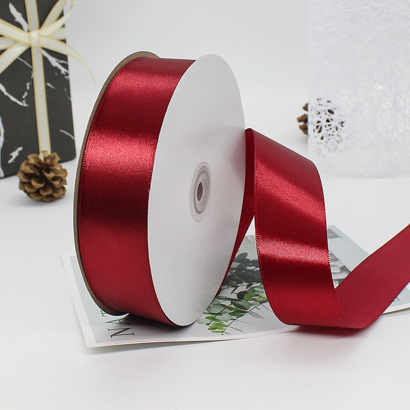 MajorCrafts 40mm 100yds 91mtrs Wine Red Satin Fabric Ribbon Roll R33