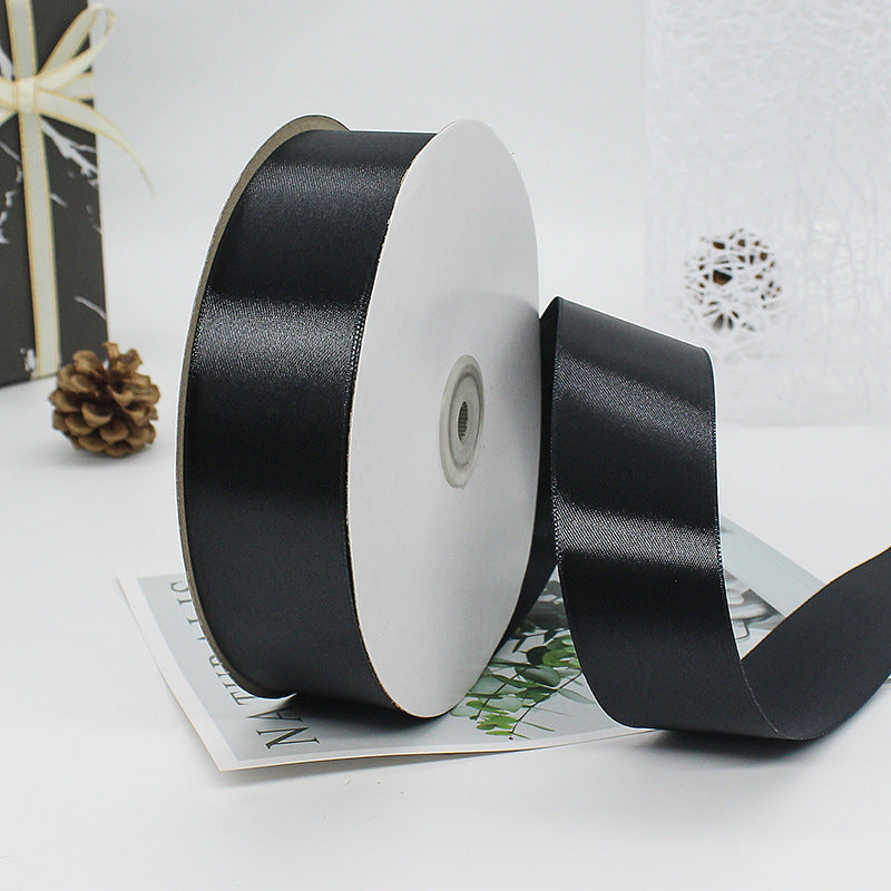 MajorCrafts 40mm 100yds 91mtrs Black Satin Fabric Ribbon Roll R39