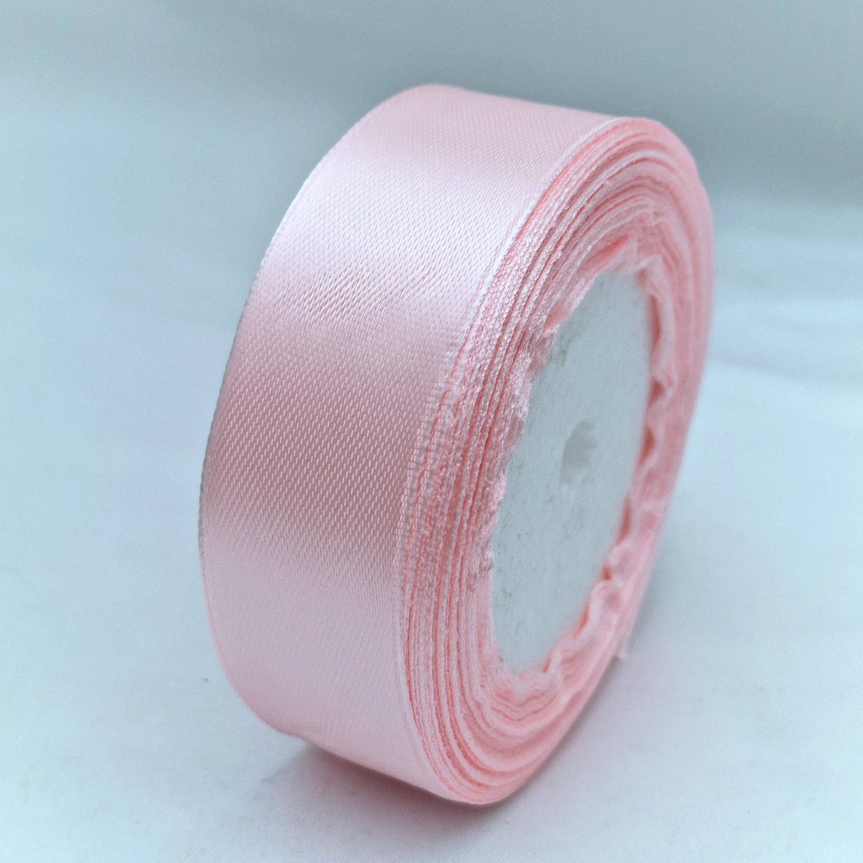 MajorCrafts 25mm 22metres Pastel Pink Single Sided Satin Fabric Ribbon Roll