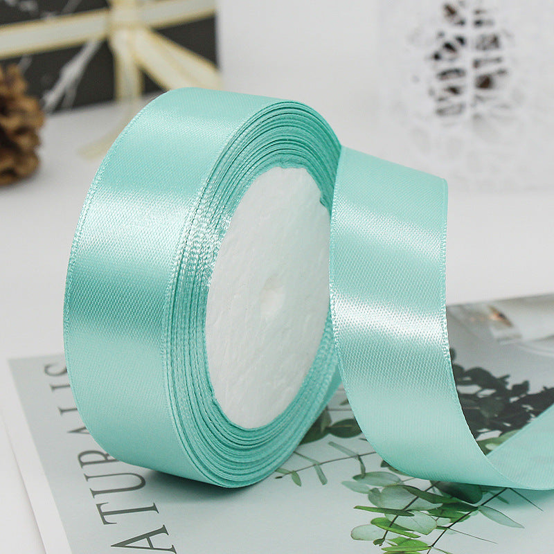 MajorCrafts 25mm 22metres Turquoise Blue Single Sided Satin Fabric Ribbon Roll R53