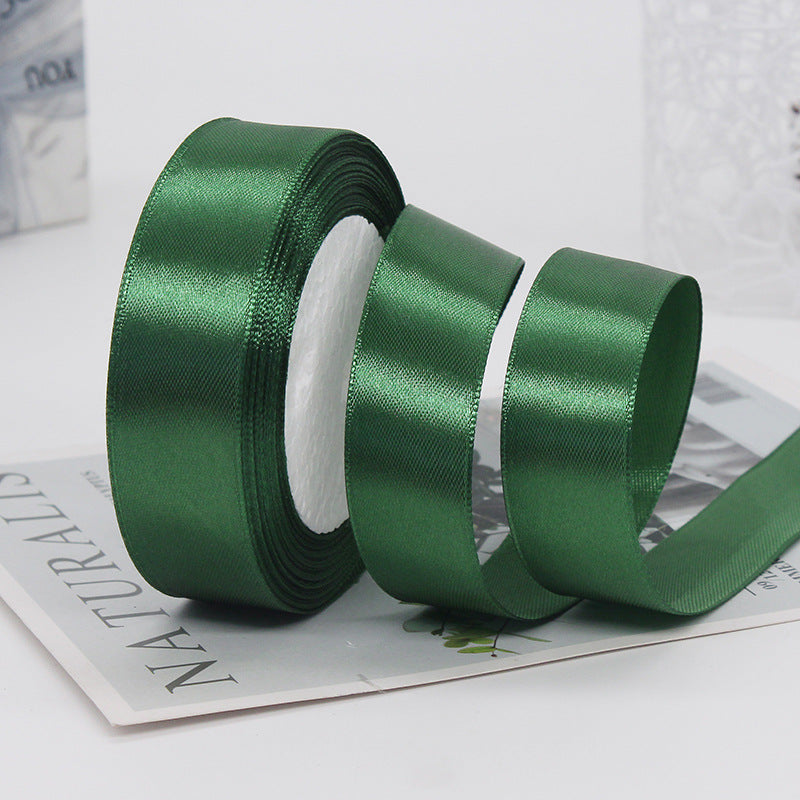 MajorCrafts 25mm 22metres Sherwood Green Single Sided Satin Fabric Ribbon Roll R56