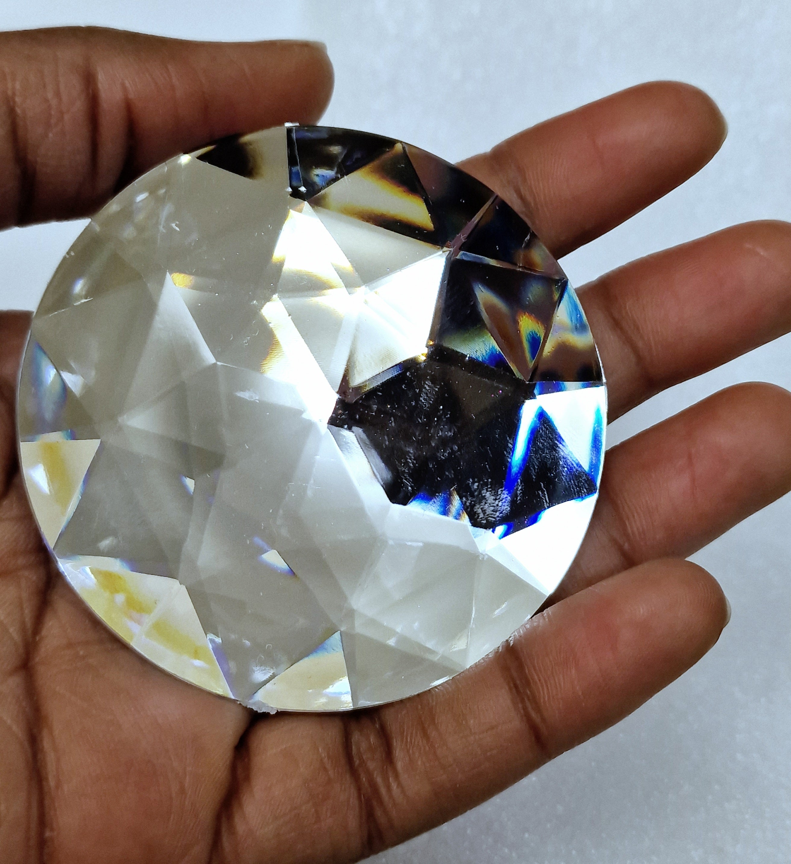 MajorCrafts 2pcs 65mm Crystal Clear Flat Back Large Round Star Facets Acrylic Rhinestones