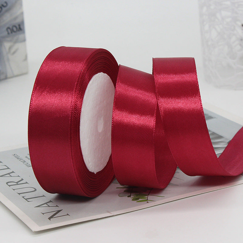 MajorCrafts 25mm 22metres Raspberry Pink Single Sided Satin Fabric Ribbon Roll R86