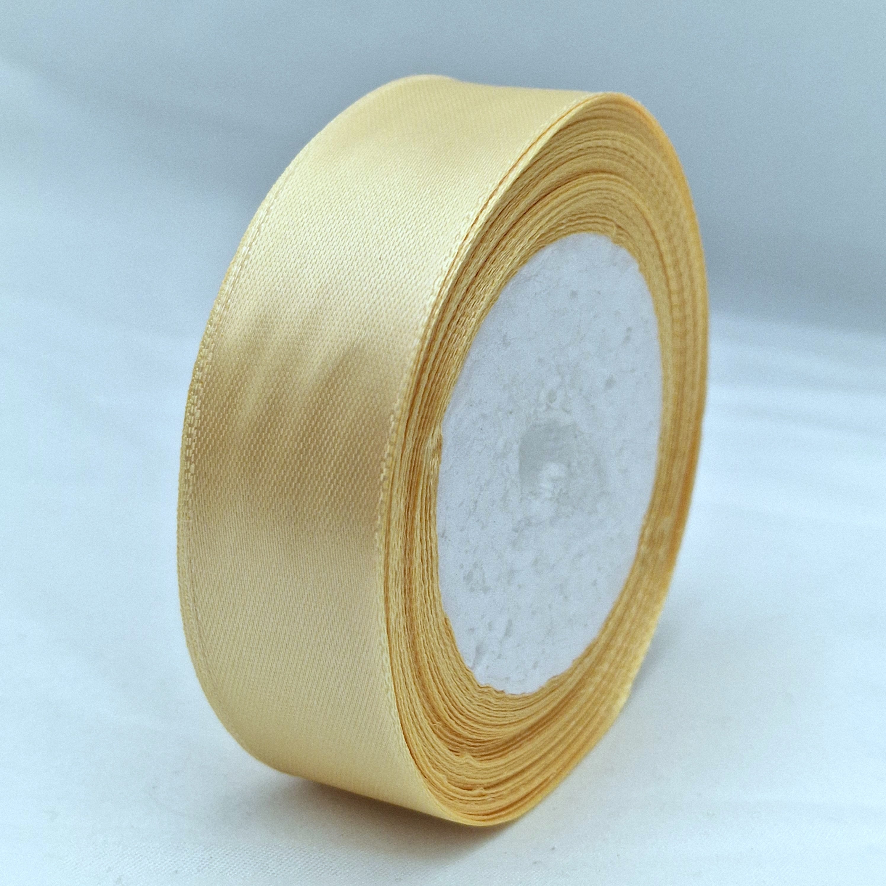 MajorCrafts 25mm 22metres Light Yellow Gold Single Sided Satin Fabric Ribbon Roll