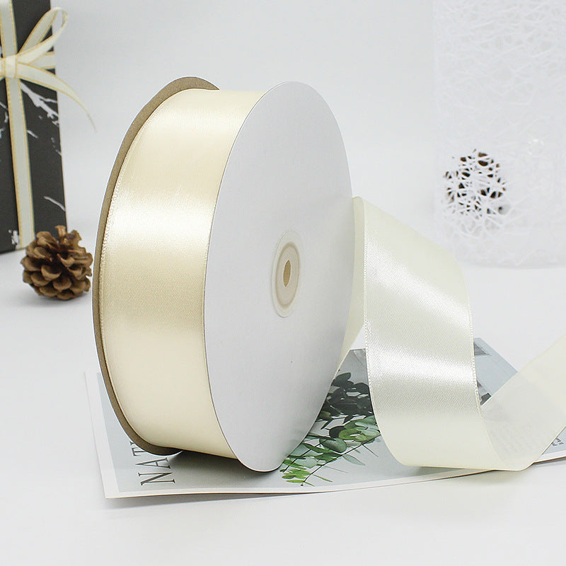 MajorCrafts 40mm 100yds 91mtrs Cream Satin Fabric Ribbon Roll R08