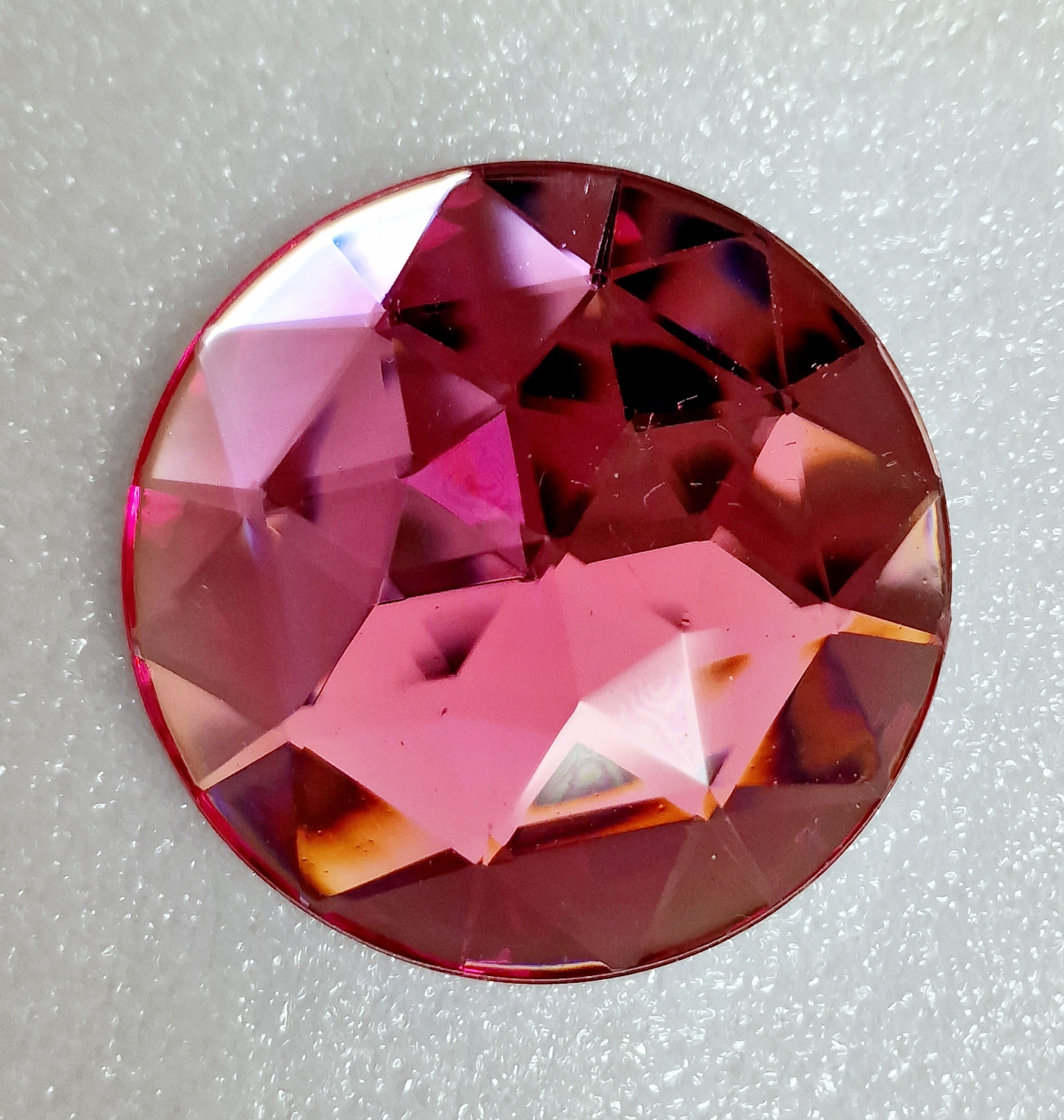 MajorCrafts 4pcs 40mm Rose Pink Flat Back Large Round Star Facets Acrylic Rhinestones