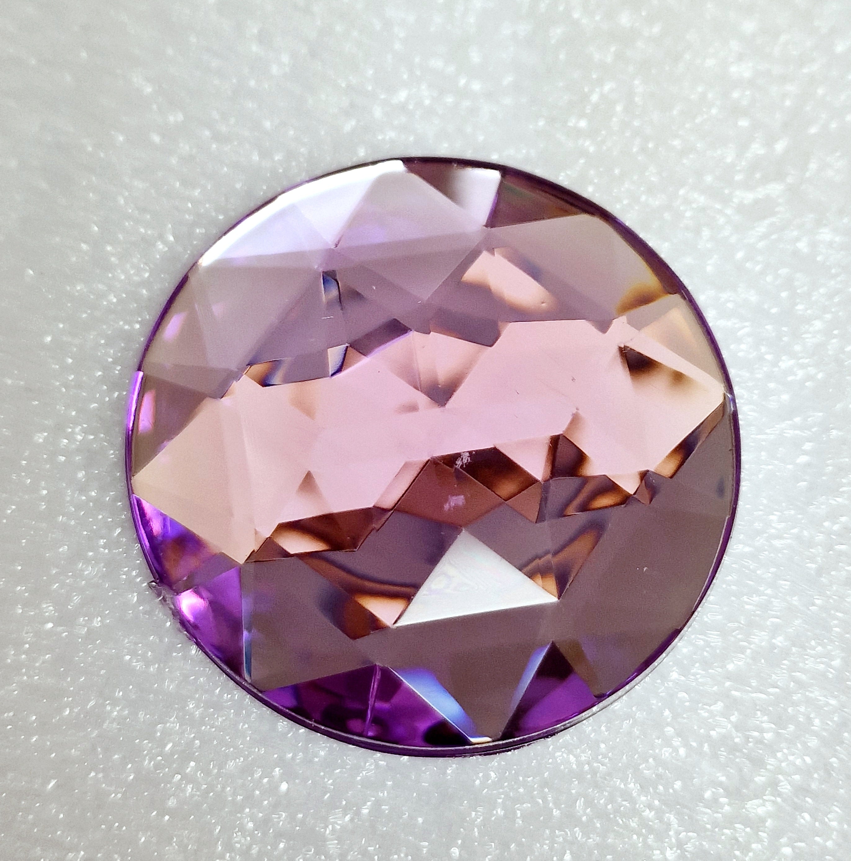 MajorCrafts 4pcs 40mm Lilac Purple Flat Back Large Round Star Facets Acrylic Rhinestones
