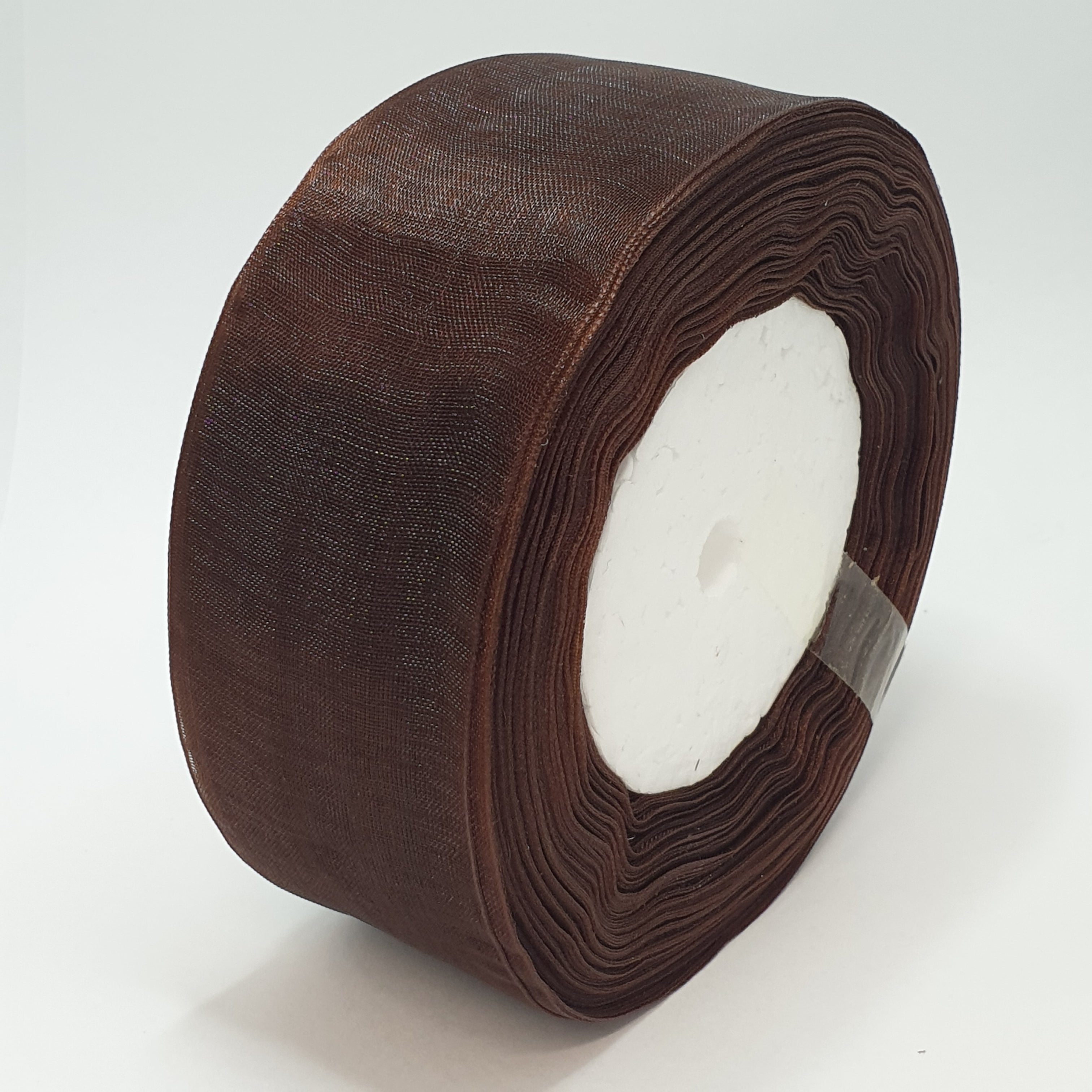 MajorCrafts 40mm 45metres Dark Brown Sheer Organza Fabric Ribbon Roll BK20