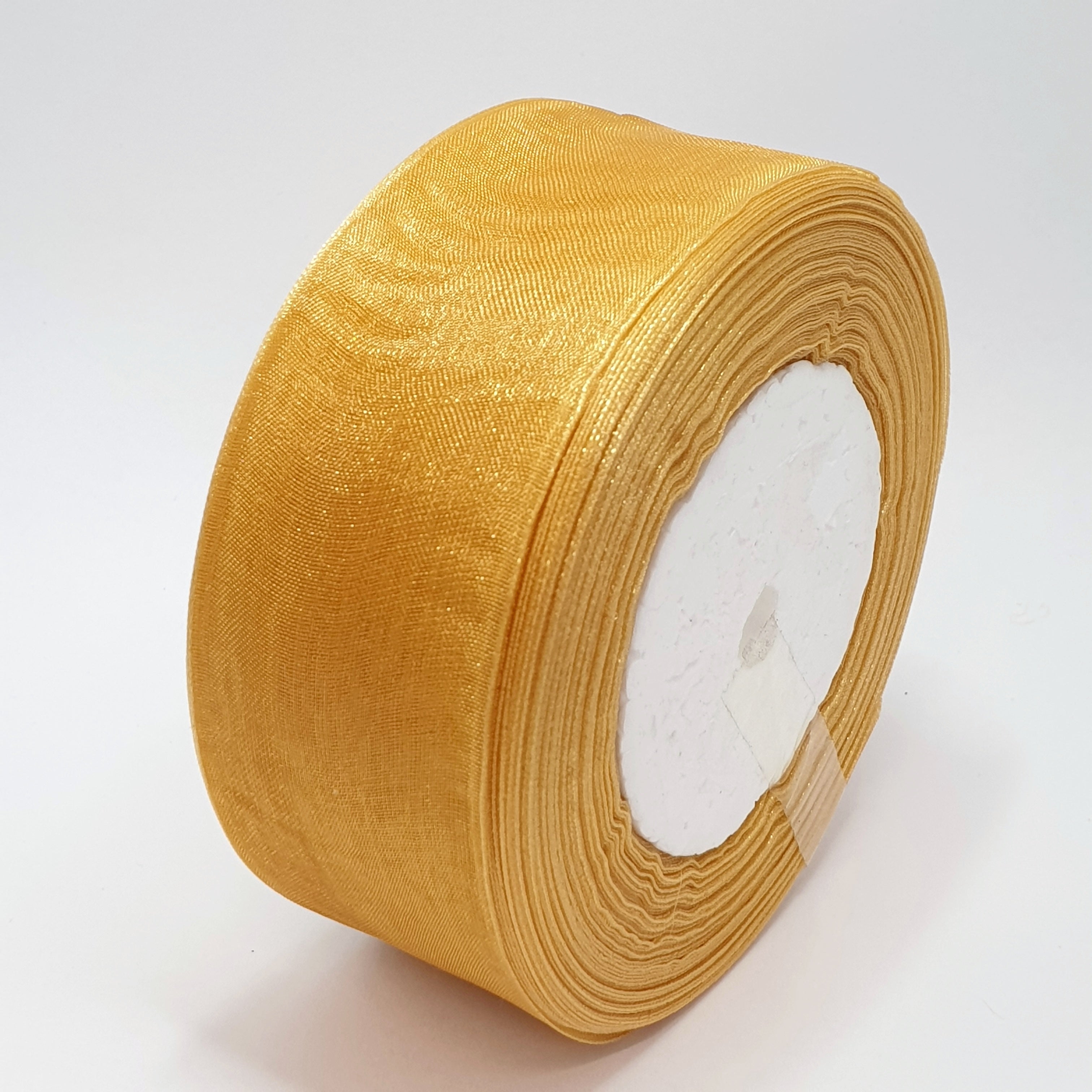 MajorCrafts 40mm 45metres Golden Brown Sheer Organza Fabric Ribbon Roll BK35