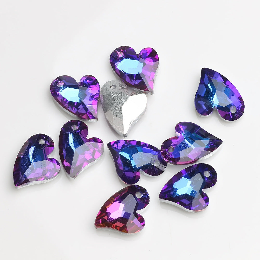 MajorCrafts 8pcs 17mm Blue Swirly Heart Glass Pendant Charm Beads