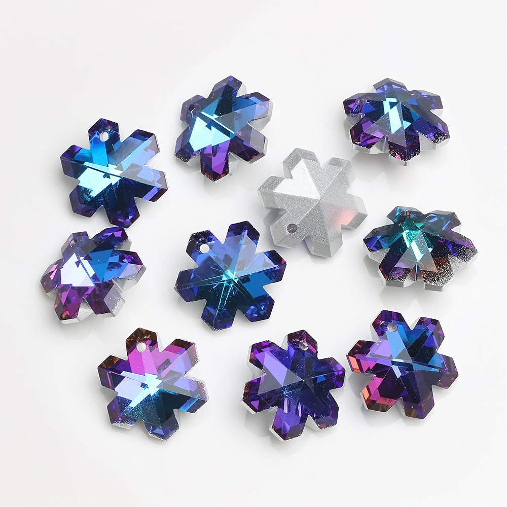 MajorCrafts 4pcs 20mm Blue Snowflake Glass Pendant Charm Beads