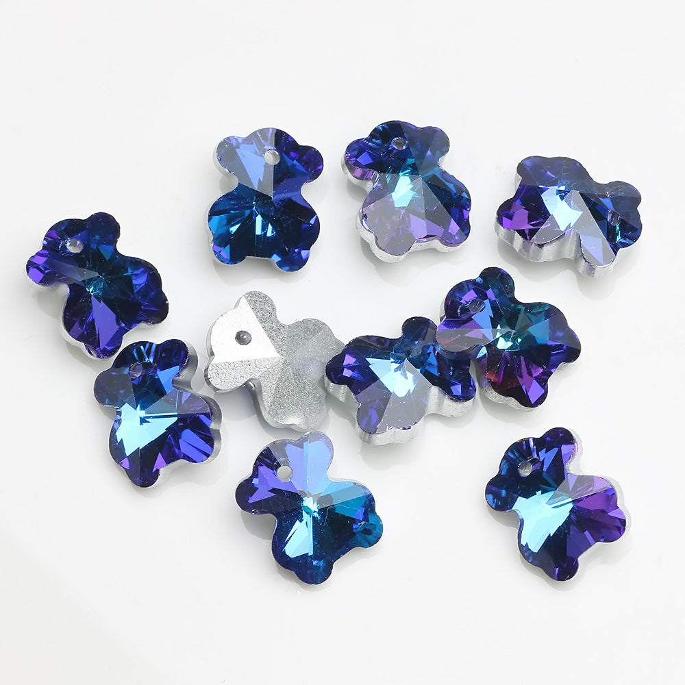 MajorCrafts 10pcs 14mm Blue Bear Glass Pendant Charm Beads