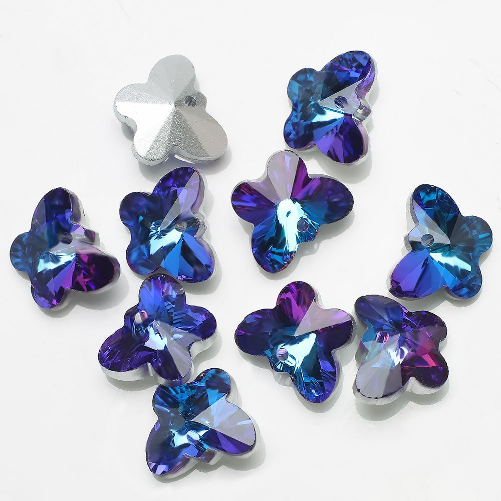 MajorCrafts 10pcs 14mm Blue Butterfly Glass Pendant Charm Beads
