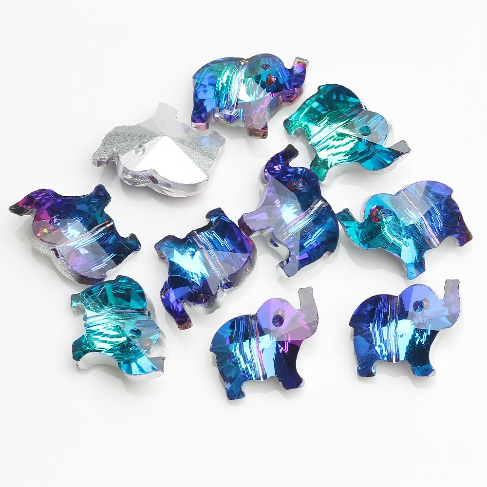 MajorCrafts 8pcs 15mm Blue Elephant Glass Pendant Charm Beads