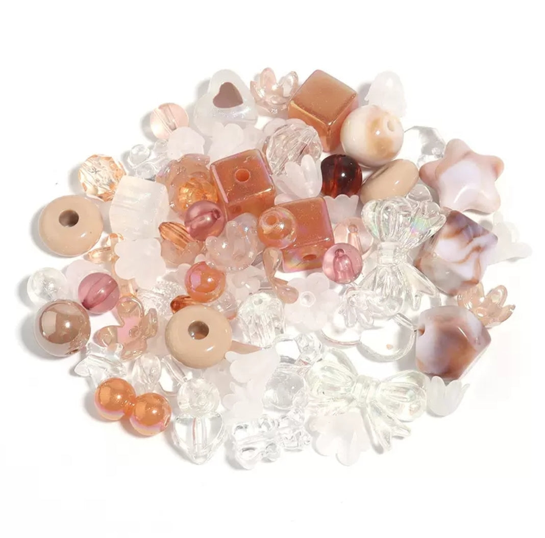MajorCrafts 50g Brown Theme Mixed Shapes & Sizes Acrylic Beads