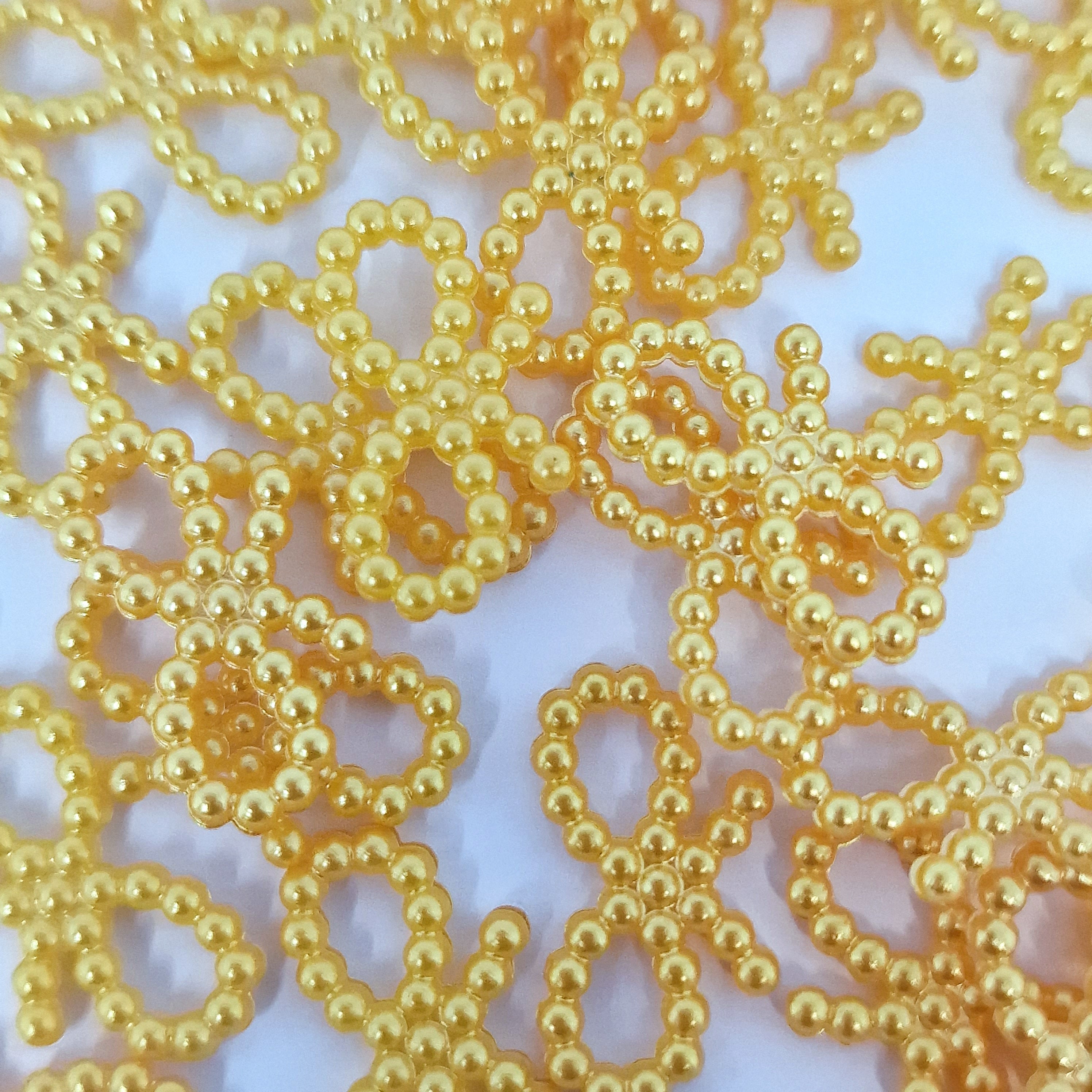 MajorCrafts 150pcs 18mm x 10mm Orange Gold Hollow Bowknot Butterfly Resin Pearls