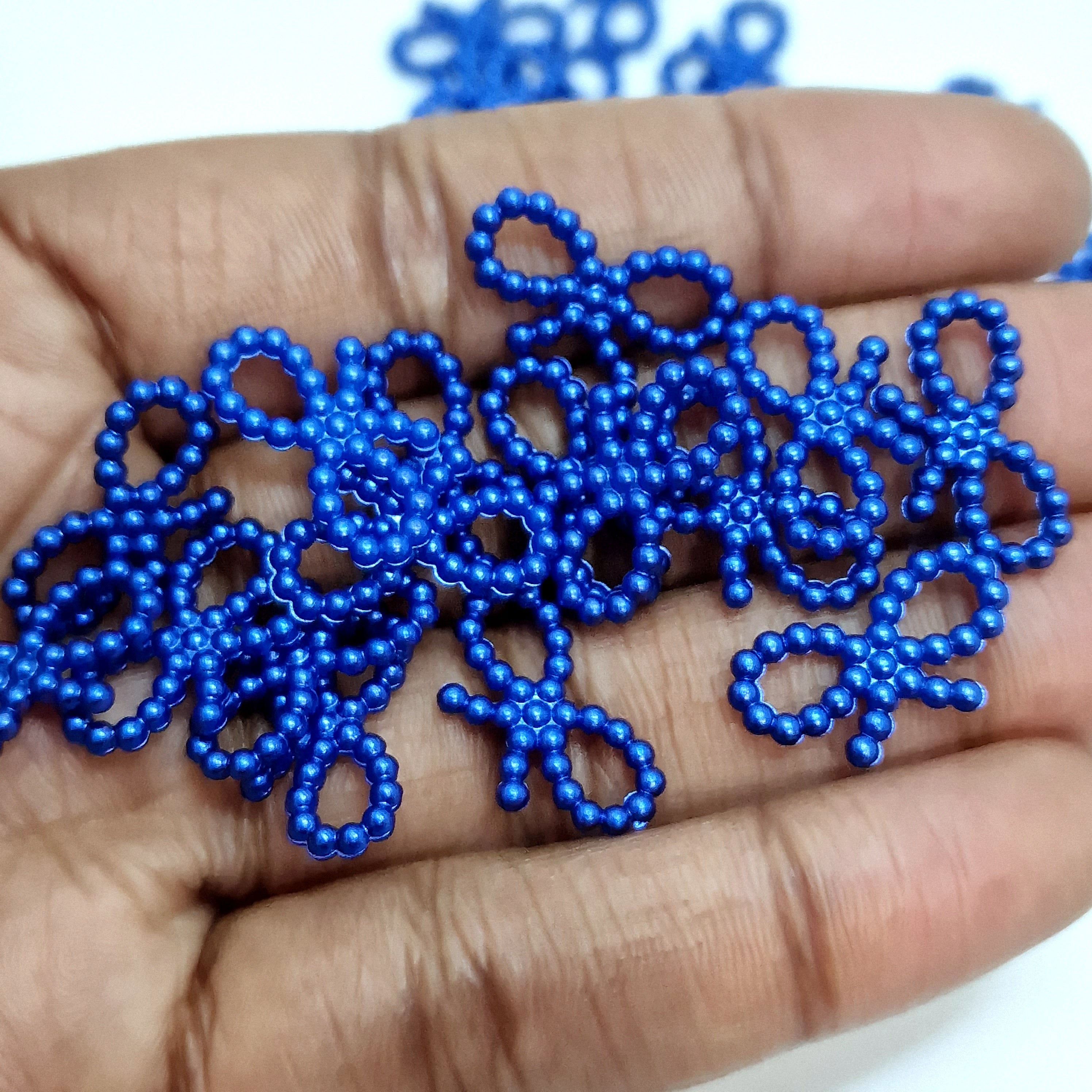 MajorCrafts 150pcs 18mm x 10mm Dark Blue Hollow Bowknot Butterfly Resin Pearls