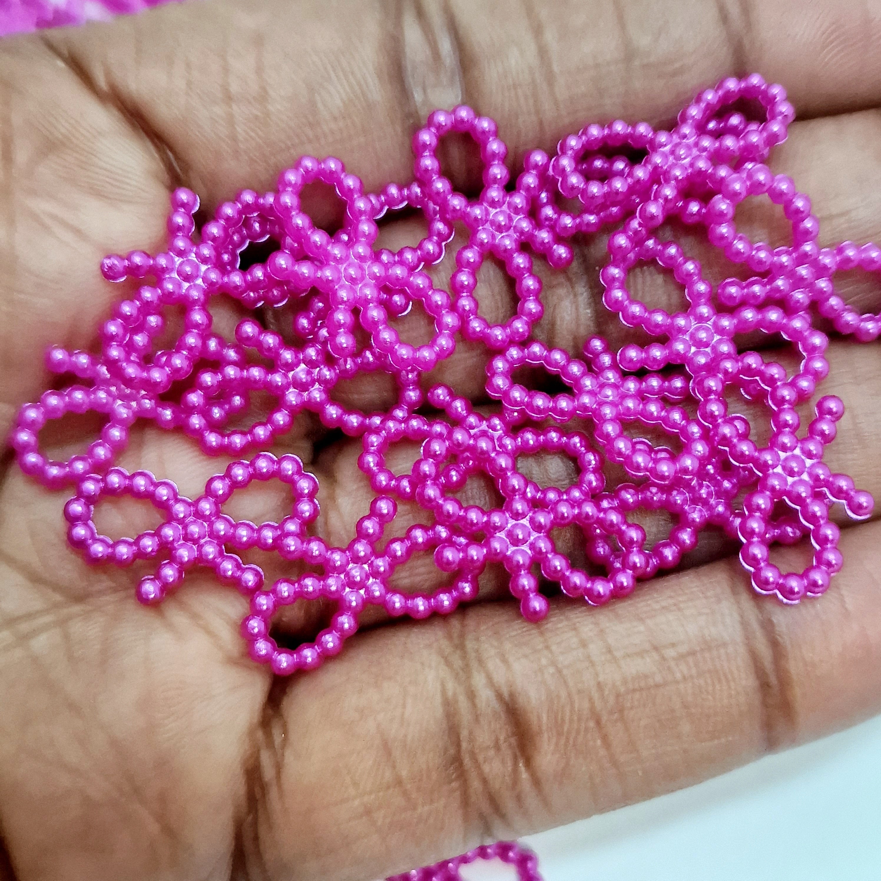 MajorCrafts 150pcs 18mm x 10mm Dark Pink Hollow Bowknot Butterfly Resin Pearls