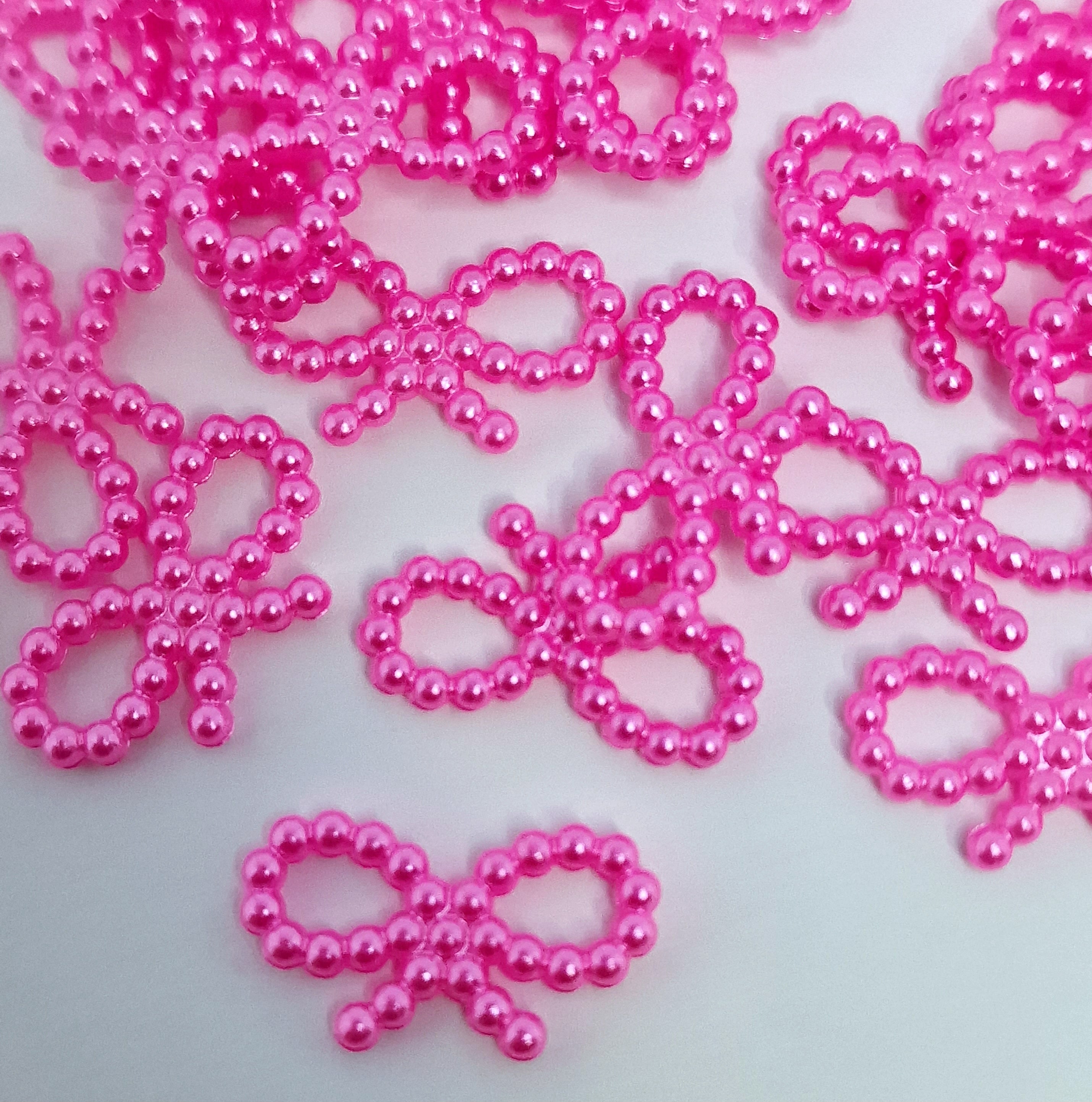 MajorCrafts 150pcs 18mm x 10mm Rose Pink Hollow Bowknot Butterfly Resin Pearls