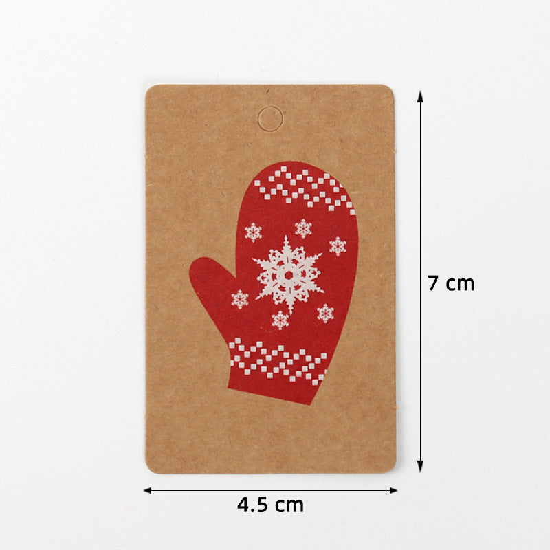MajorCrafts 50pcs Kraft Brown & Red 7x4.5cm Christmas Glove Print Gift Tags