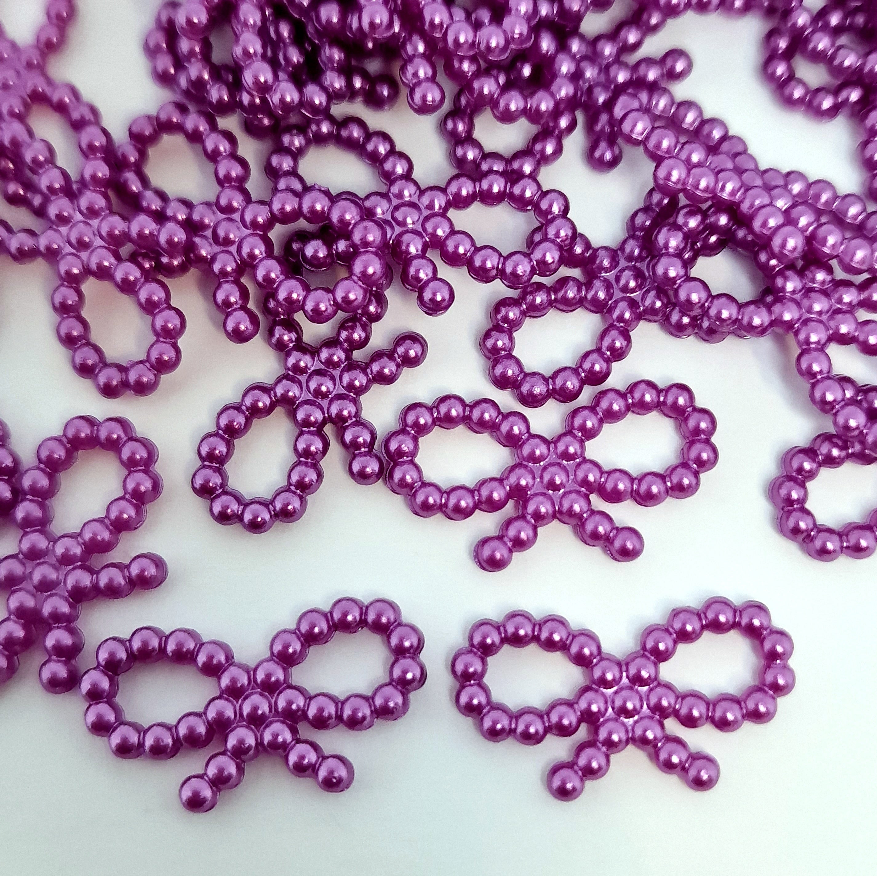 MajorCrafts 150pcs 18mm x 10mm Dark Purple Hollow Bowknot Butterfly Resin Pearls