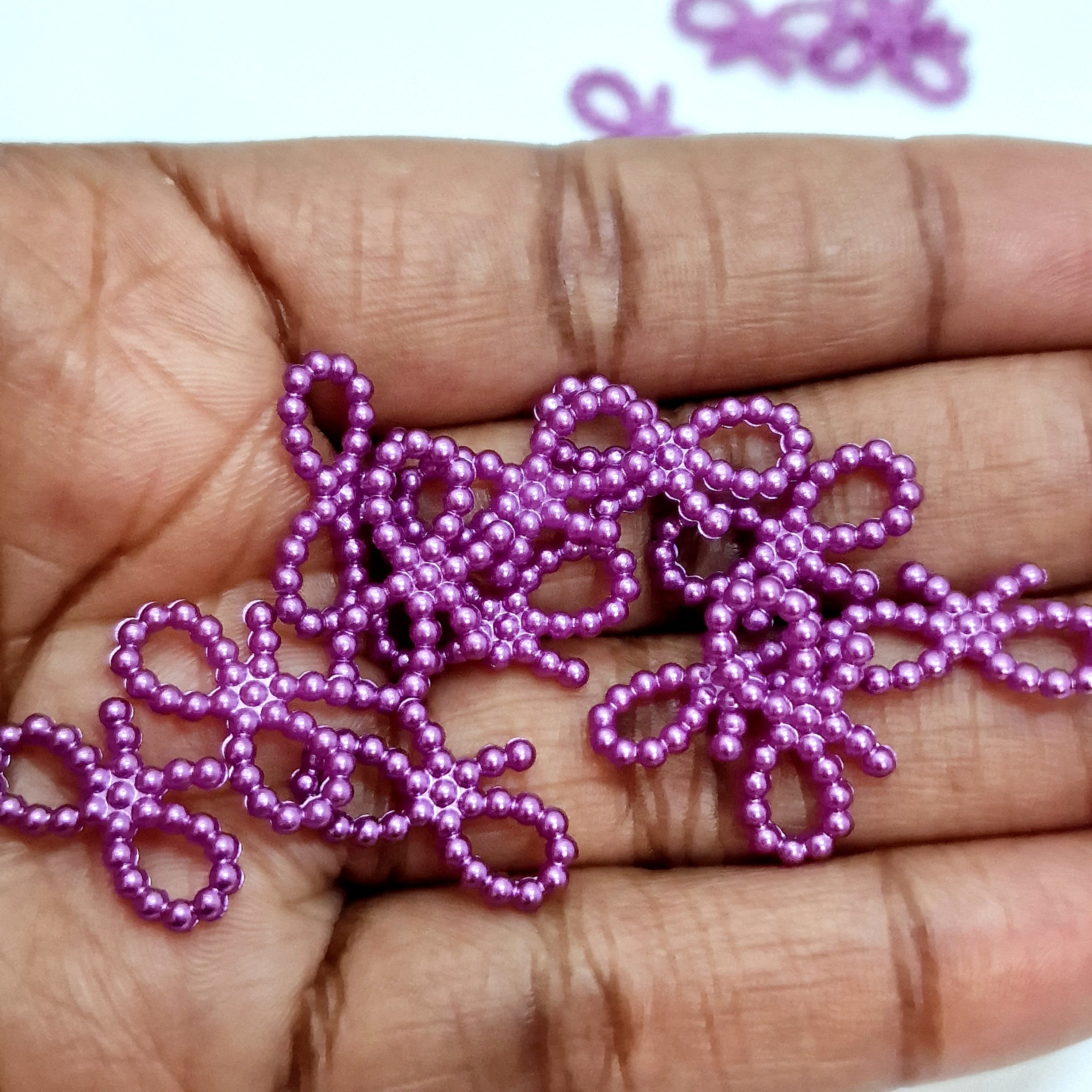 MajorCrafts 150pcs 18mm x 10mm Dark Purple Hollow Bowknot Butterfly Resin Pearls