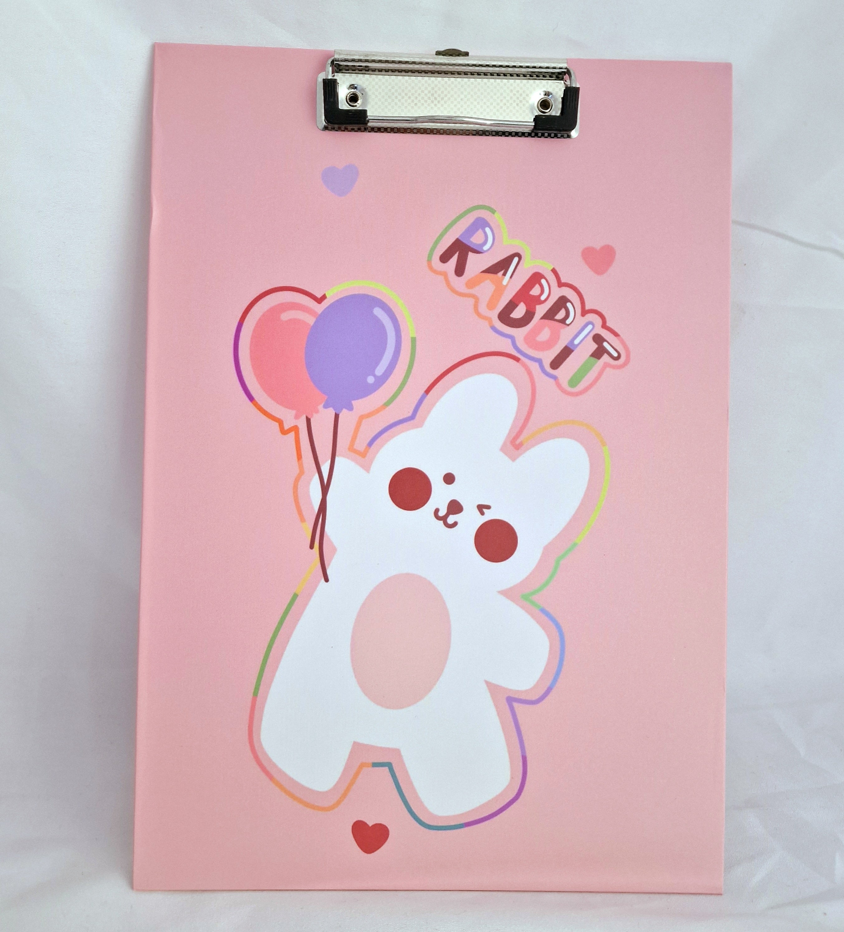 MajorCrafts Pink 'Balloon' Rabbit Printed Kawaii themed Novelty A4 Clipboard CB09