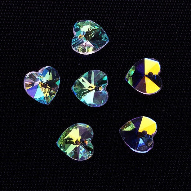 MajorCrafts 10pcs 14mm Crystal Clear AB Heart Glass Pendant Charm Beads