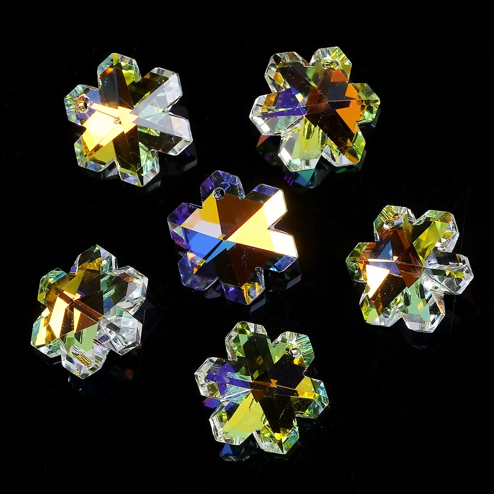 MajorCrafts 4pcs 20mm Crystal Clear AB Snowflake Glass Pendant Charm Beads
