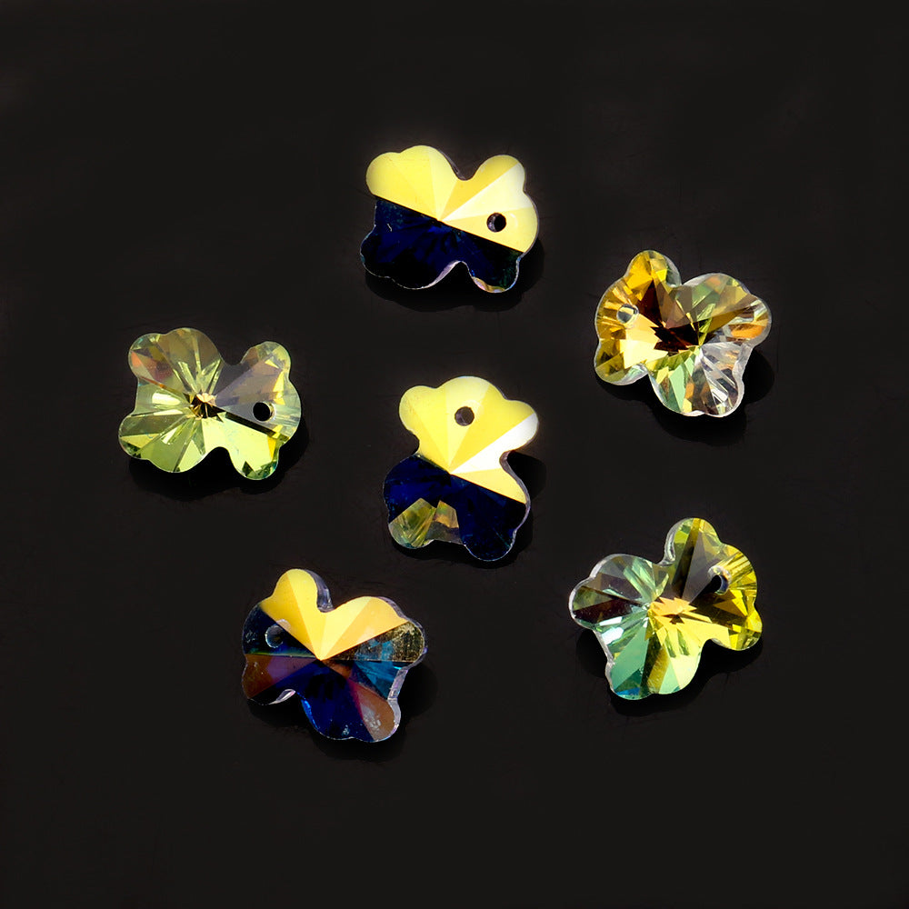 MajorCrafts 10pcs 14mm Crystal Clear AB Bear Glass Pendant Charm Beads
