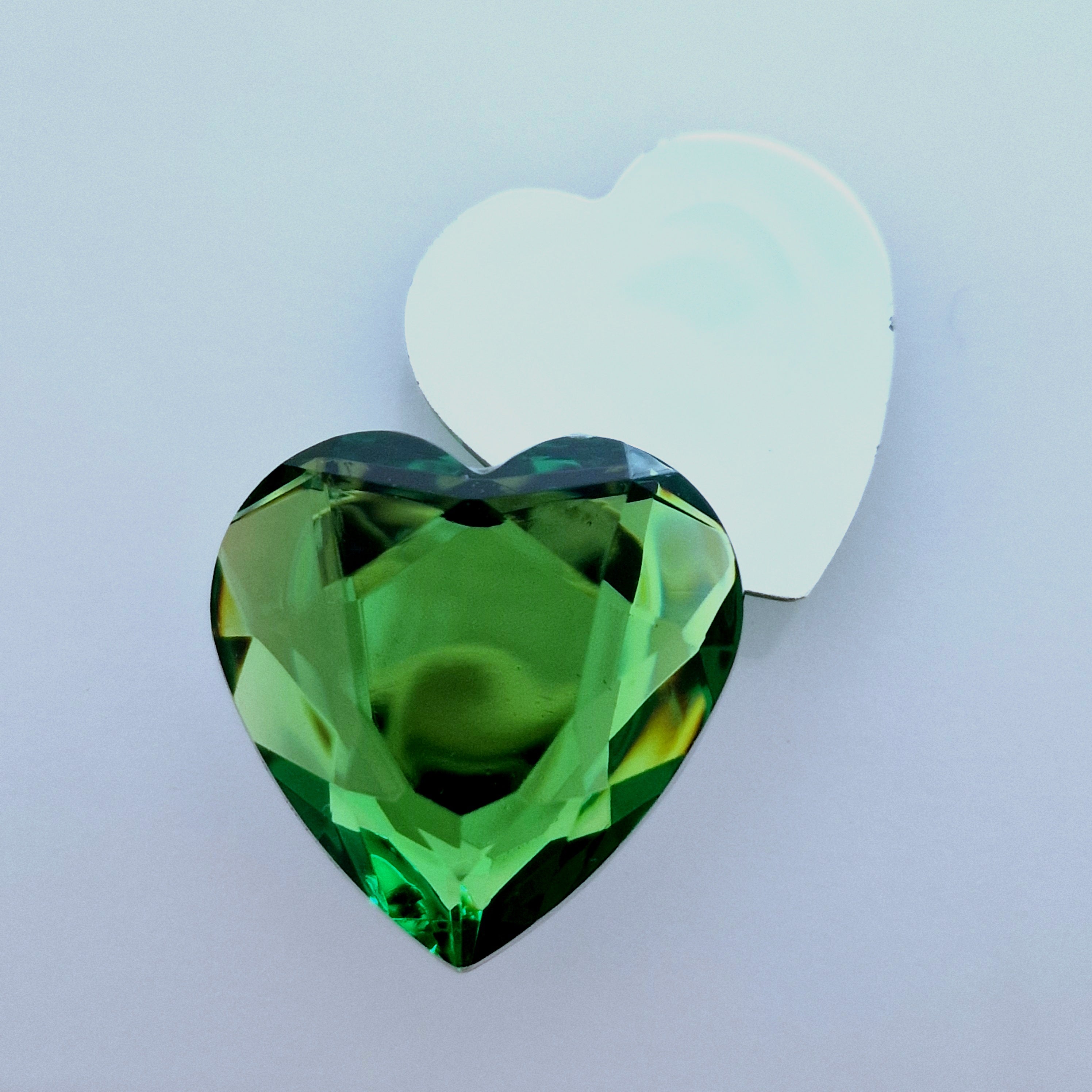 MajorCrafts 12pcs 30mm Emerald Green Flat Back Large Heart Acrylic Rhinestones