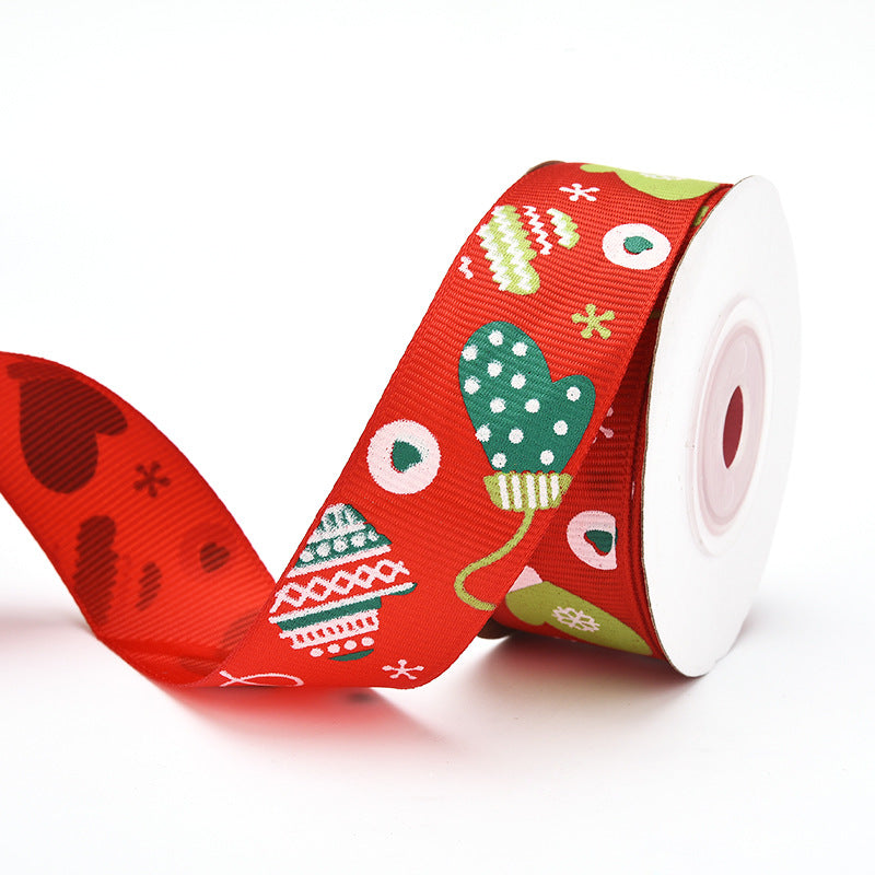 MajorCrafts 25mm 9metres Red Christmas Theme Grosgrain Fabric Ribbon Roll G02