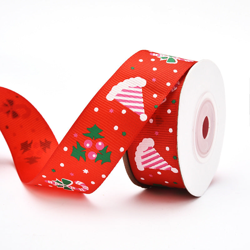 MajorCrafts 25mm 9metres Red Christmas Grosgrain Fabric Ribbon Roll G04