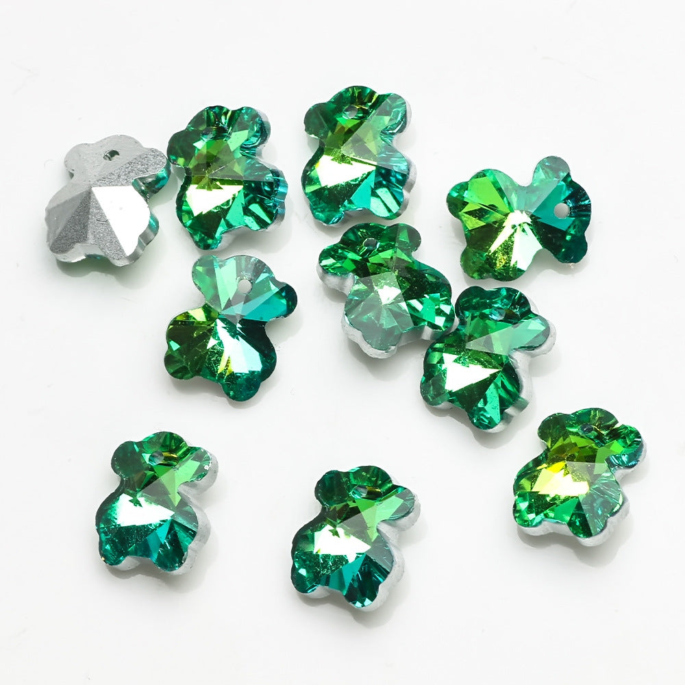 MajorCrafts 10pcs 14mm Green Bear Glass Pendant Charm Beads