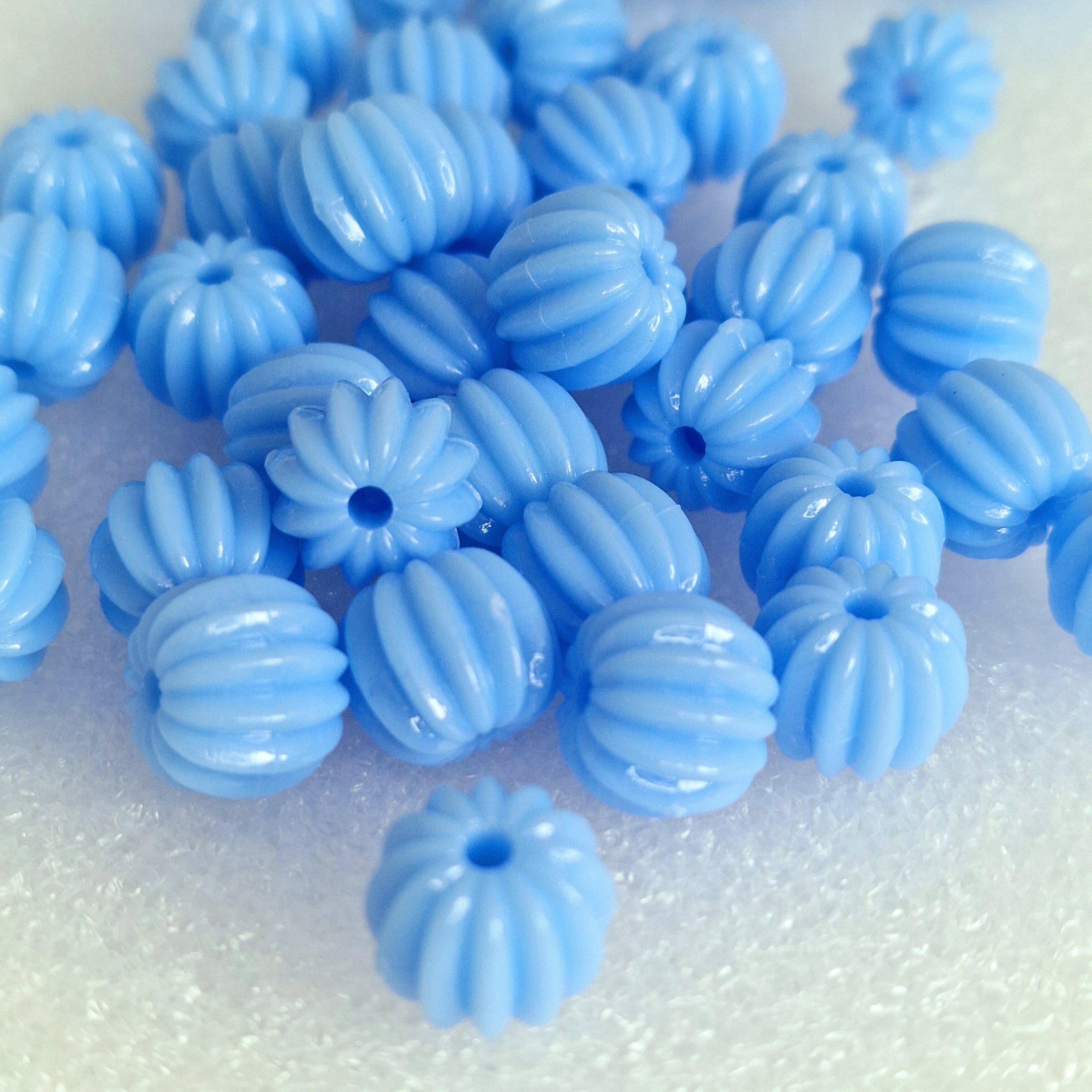 MajorCrafts 48pcs 10mm Light Blue Round Pumpkin Resin Beads
