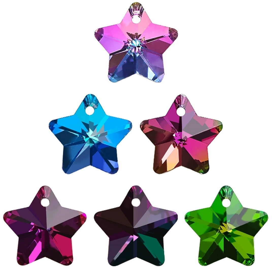 MajorCrafts 10pcs 13mm Randomly Mixed Colours Star Glass Pendant Charm Beads