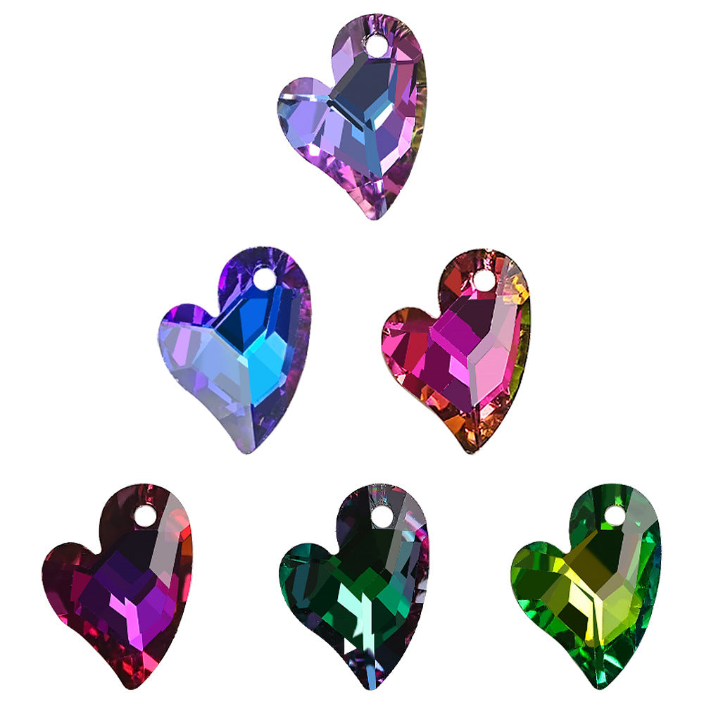 MajorCrafts 8pcs 17mm Mixed Colours Swirly Heart Glass Pendant Charm Beads