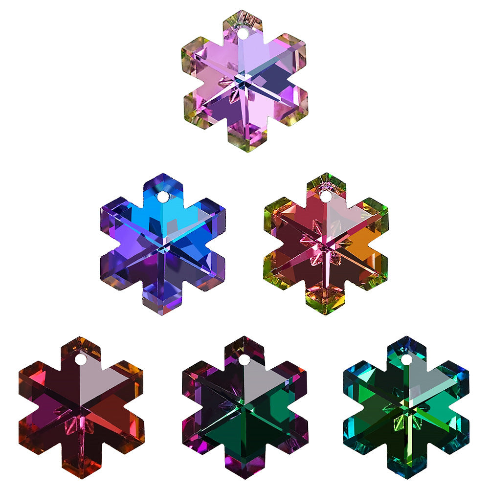MajorCrafts 8pcs 20mm Mixed Colours Snowflake Glass Pendant Charm Beads