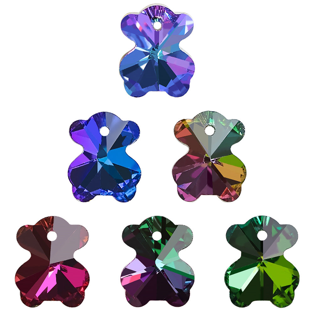 MajorCrafts 10pcs 14mm Mixed Colours Bear Glass Pendant Charm Beads