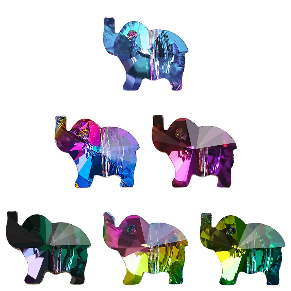 MajorCrafts 8pcs 15mm Mixed Colours Elephant Glass Pendant Charm Beads