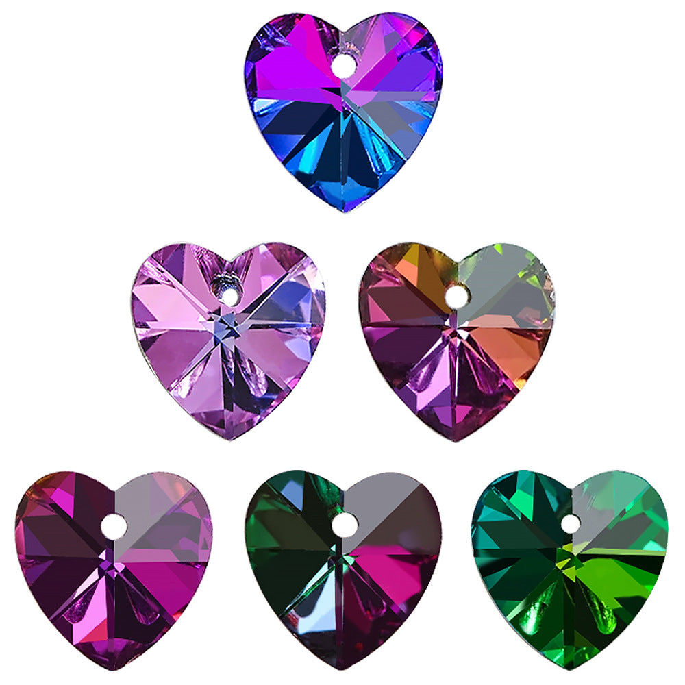 MajorCrafts 10pcs 14mm Mixed Colours Heart Glass Pendant Charm Beads