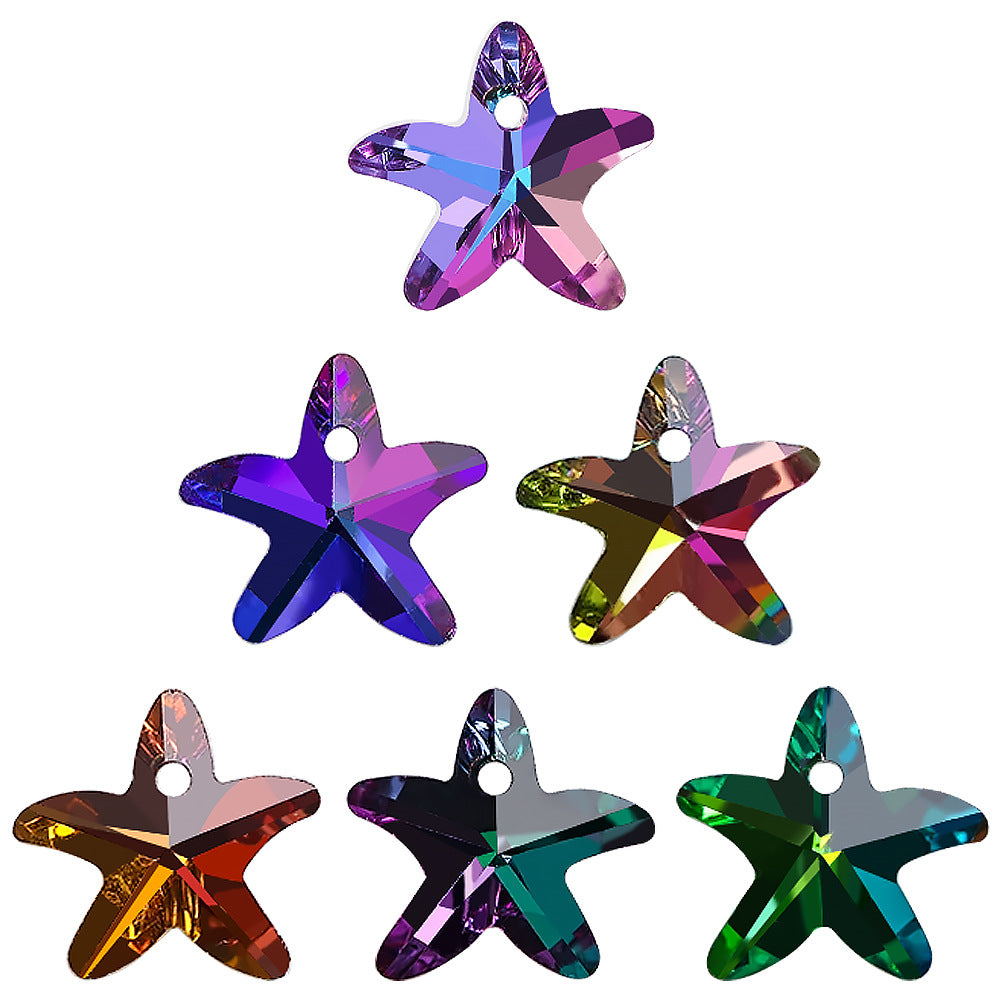 MajorCrafts 10pcs 14mm Random Mixed Colours Starfish Glass Pendant Charm Beads
