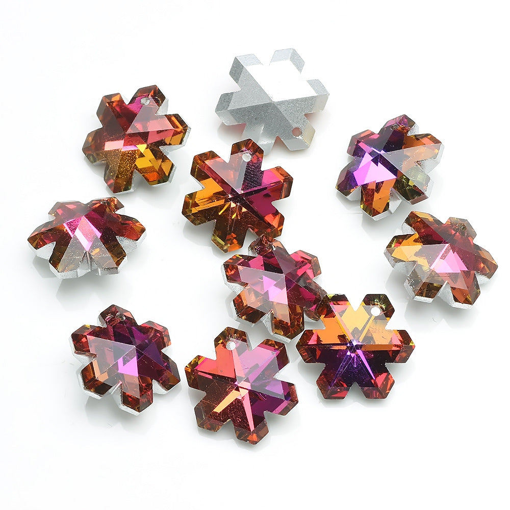 MajorCrafts 4pcs 20mm Orange Purple Snowflake Glass Pendant Charm Beads